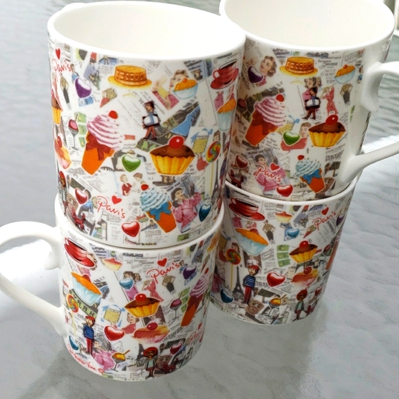 CHRISOPHER VINE Australia PARIS Porcelain Collectible Coffee Mugs, Set of 4 - Picture 10 of 16